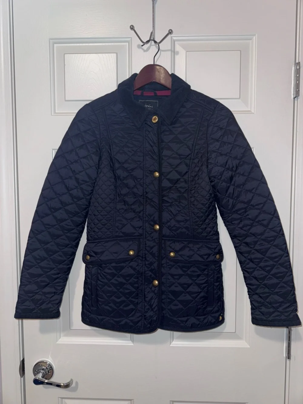 Joules Navy Blue Quilted Jacket with Gold Hardware - Picture 2 of 12